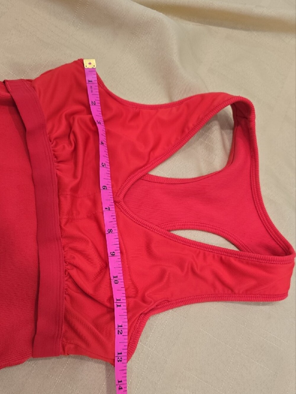 ALO Yoga Goddess Ribbed Cropped Racerback Tank - Red - Picture 8 of 9